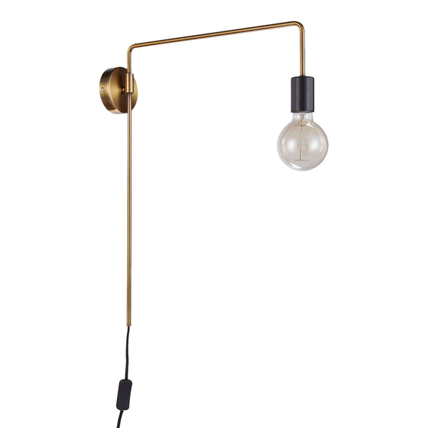 Kinkiet LAMPA ścienna MONIQ MB-BR1721402-W1-G Italux industrialna OPRAWA metalowa na wysięgniku żarówka bulb loft złota czarna
