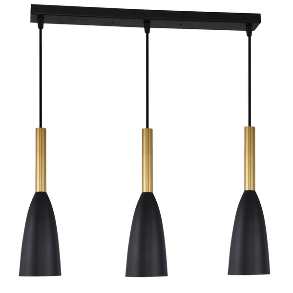Hygge LAMPA wisząca SOLIN LP-181/3L BK/GD Light Prestige metalowa OPRAWA na listwie ZWIS kaskada czarna złota
