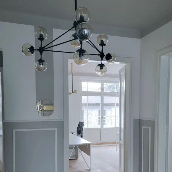 Wisząca lampa loft Astrifero ST-9047-10 transparent Step molekuły geometryczna czarna