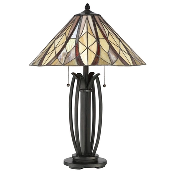 Stołowa lampka witrażowa Victory QZ-VICTORY-TL tiffany brązowa kolorowa