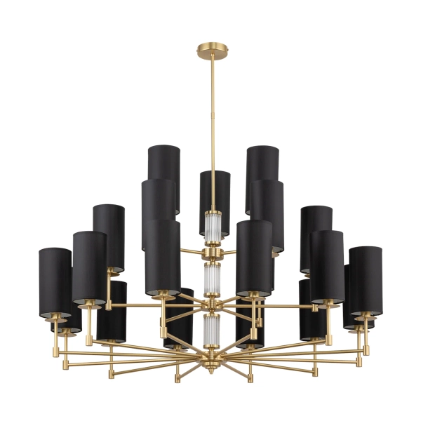 Abażurowy żyrandol do jadalni Empoli EMP-ZW-12+6+3 (ZM) czarny mosiądz