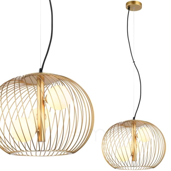 Druciana LAMPA wisząca CLARISA MDM-3843-3 GD Italux metalowa OPRAWA industrialny zwis złoty