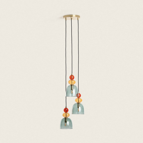 Szklana lampa zwis Koloreno ABR-3KOLOK-Z zielony czerwony pomarańczowy