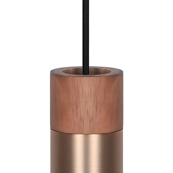 Salonowa lampa wisząca Tilo 2410453035 tuba drewniana mosiądz