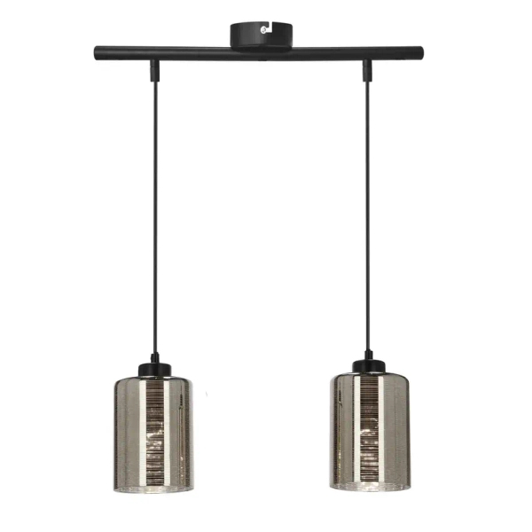 Wisząca lampa szklana tuba COX 32-53879 do salonu chrom czarny