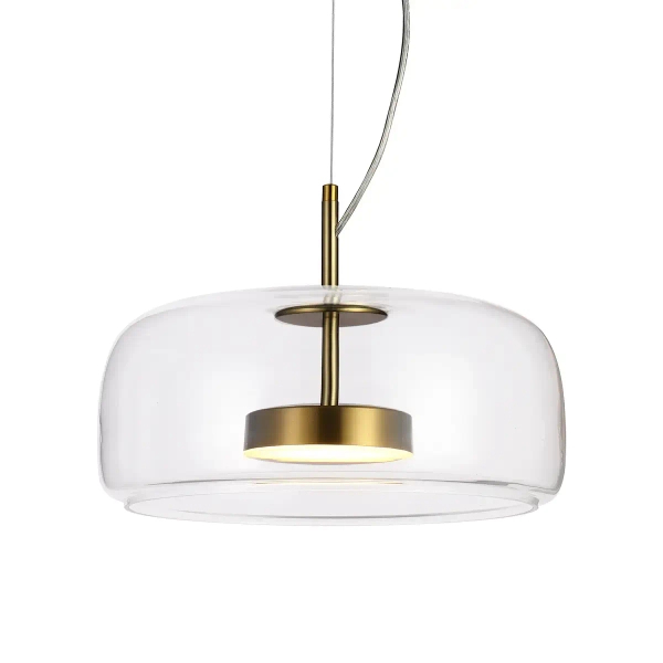 Owalna lampa wisząca Caste PND-17760B-BRSS-CL LED 10W 3000K szklana złota