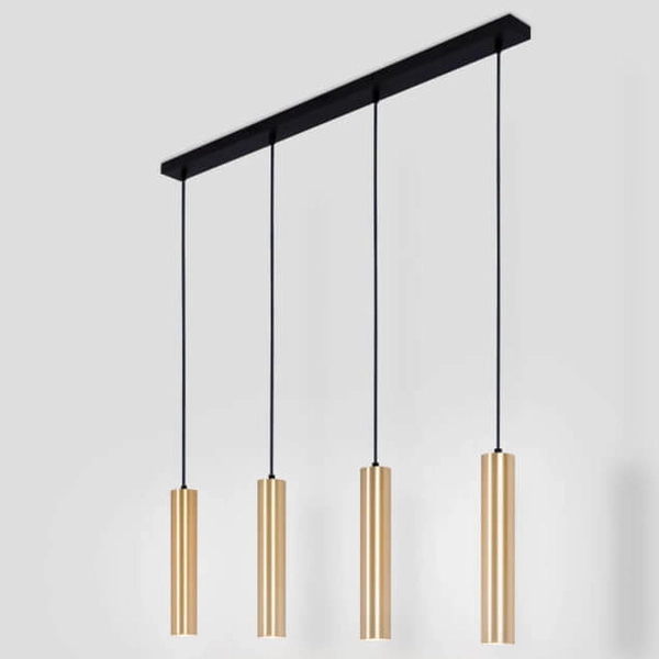 Zawieszana lampa nad stół Spoti ABR-ZLW4T-Z Abruzzo rurki złota czarna