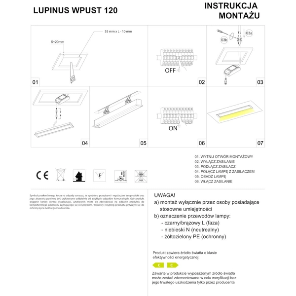 Wpust liniowy podłużny Lupinus 2120001103-1 Elkim LED 8W 3000K czarny