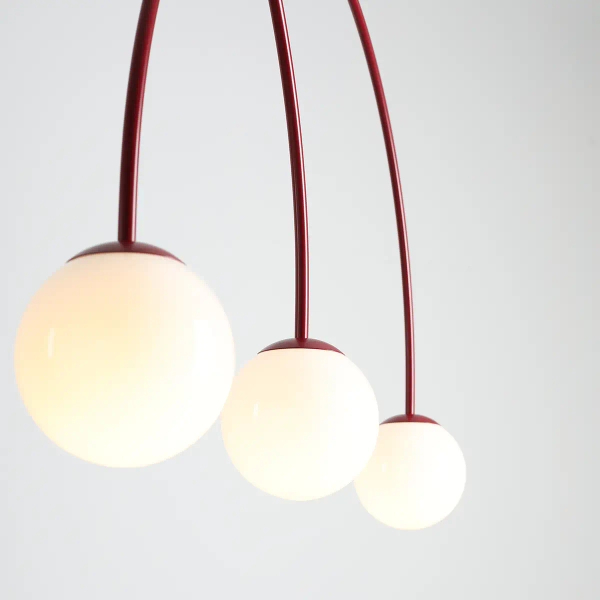 Podwójna wisząca lampa Una 1116L15_L szklane kule czerwone białe