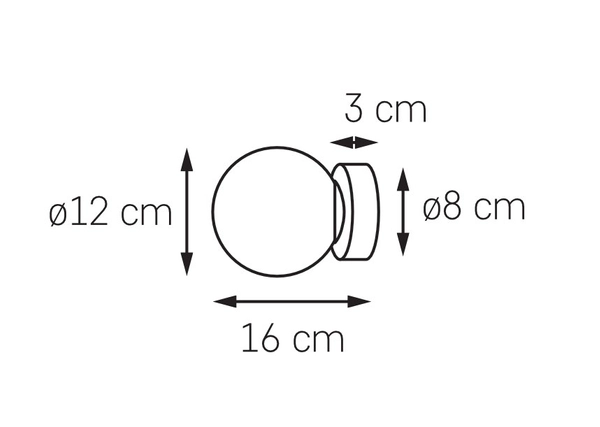 Kinkiet LAMPA ścienna ASTRA 20776102 Kaspa loftowa OPRAWA szklana kula czarna biała