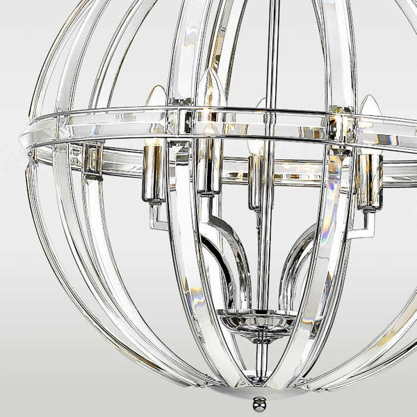 Industrialna LAMPA wisząca ORLANDO P05735CH Cosmolight kulisty zwis świecznikowy na łańcuchu chrom