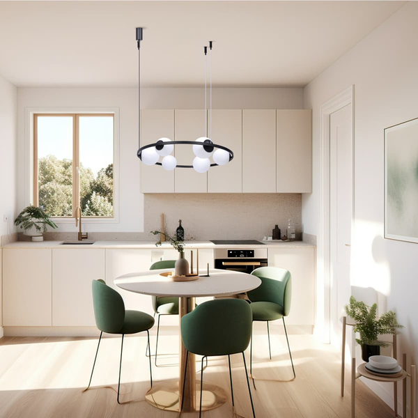 Wisząca lampa kuchenna ORBIT 5007 Zumaline balls biała czarna