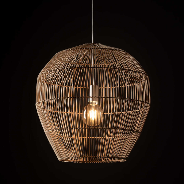 Wisząca lampa Haiti 11164 klatka kosz japandi bambusowa drewniana biała