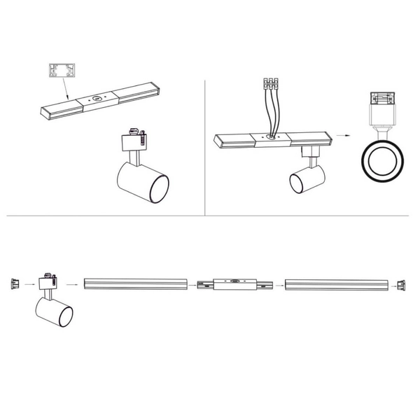 System szynowy STORM LP-733 SET BK Light Prestige metalowa OPRAWA zestaw listwa z reflektorkami czarna