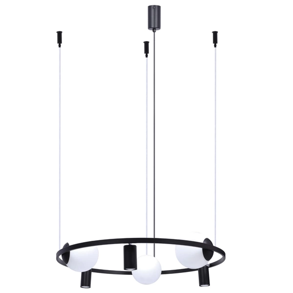 Wisząca lampa nad stół ORBIT 5006 Zumaline ball spot czarna biała