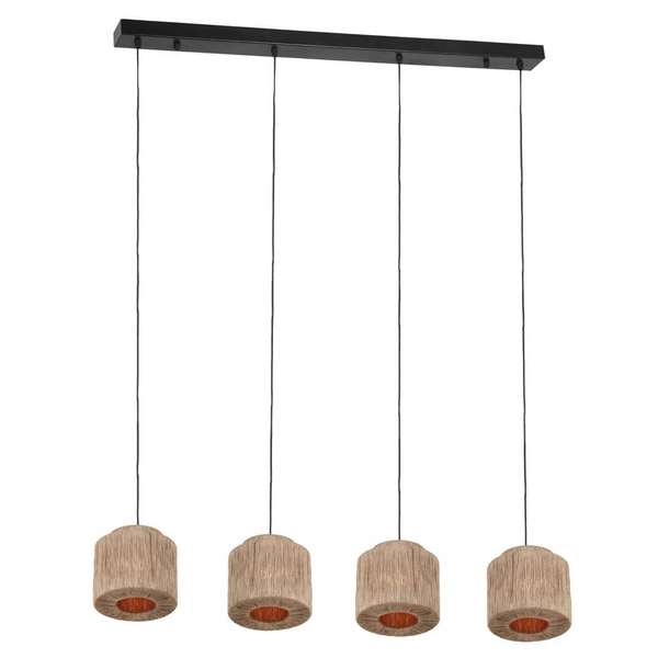 Wielopunktowa lampa wisząca SMILLA 366800436 boho z juty beżowa czarna