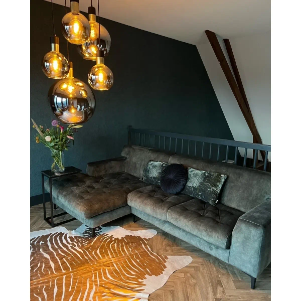 Szklana lampa wisząca Julius 34438/05/65 Lucide kaskada czarna złota