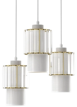 Wisząca lampa Blanco MLP8366 ażur nad stół biały złoty