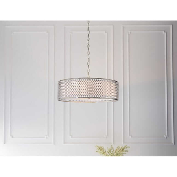 Metalowa lampa wisząca Cordero 81969 Endon nikiel biała srebrna