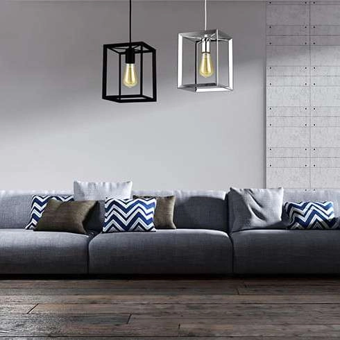 Industrialna LAMPA wisząca NAPOLI LP-4146/1P-BL Light Prestige metalowa OPRAWA loftowa ZWIS klatka frame czarna