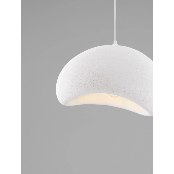 Wisząca lampa japandi PALINZA LE45317 kopuła nad stół biała