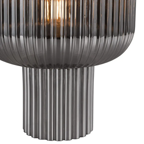 Nocna lampa grzyb Demarius DEM4210 szklana przydymiona czarna