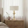 Stołowa lampka z abażurem ABU DHABI złoty błyszczący 1xE27 nocna tkaninowa T01804AU-WH