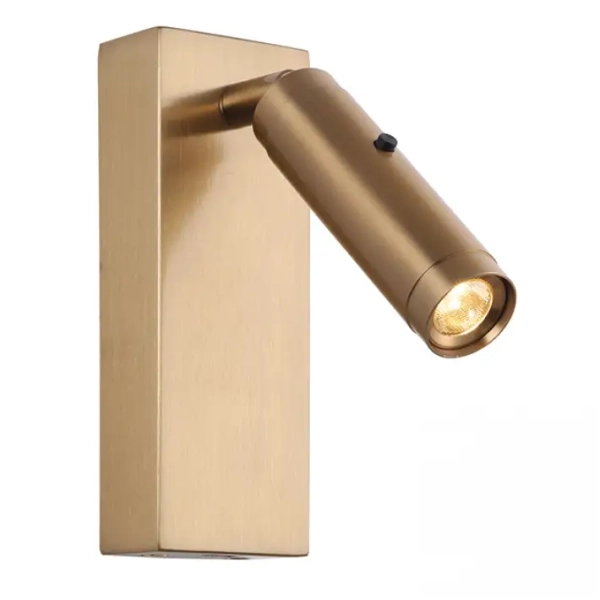 Regulowana ścienna lampa H68 LED 3W 3000K do czytania mosiądz