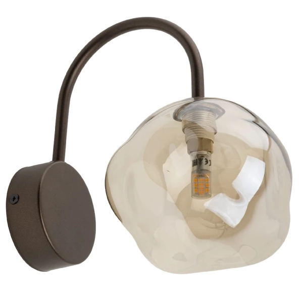 Ścienny kinkiet na wysięgniku Lava 11024 kula bursztynowa brązowa