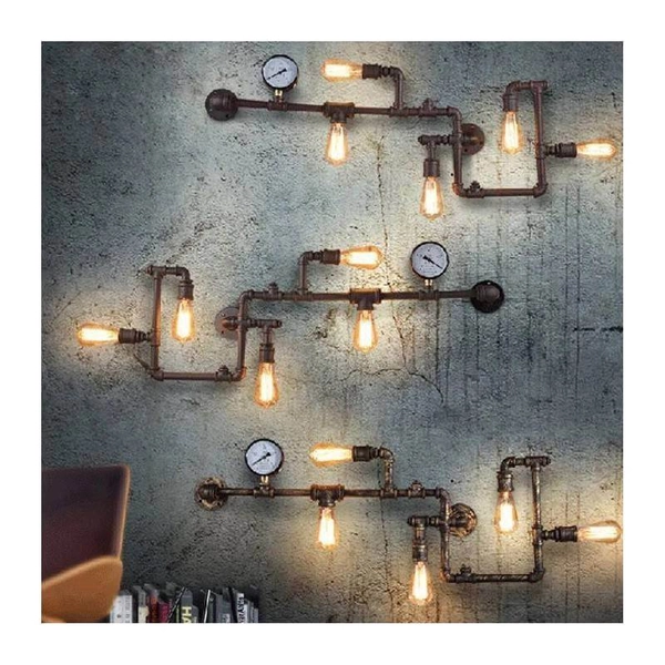 Industrialny kinkiet ścienny Tubo Retro ABR-LLKRR-5XE27 Abruzzo rury czarne