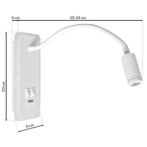 LAMPA ścienna BASE ML6349 Milagro regulowana OPRAWA kinkiet LED 10W 4000K z portem USB biały