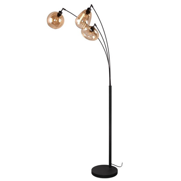 Loftowa lampa stojąca VESTARI DL313417000 do salonu kule czarna bursztynowa