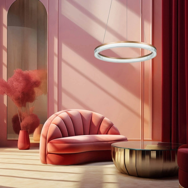 Lampa wisząca ring Midway LP-033/1P L GD Cristal Triangle LED 50W złota