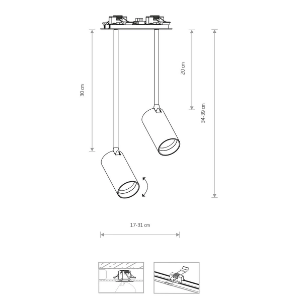 Wpuszczany reflektorek nowoczesny Mono 7682 lampa do holu czarna