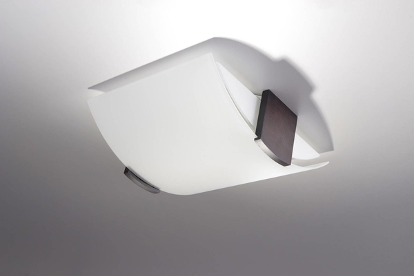 Plafon LAMPA sufitowa SL.0186 półokrągła OPRAWA szklana biała wenge