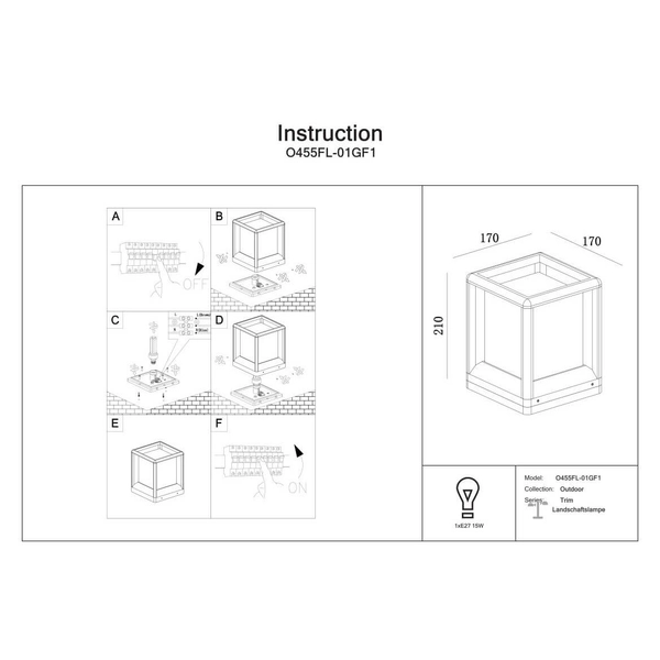 Ogrodowa lampa stojąca Trim O455FL-01GF1 Maytoni IP65 loftowa grafitowa