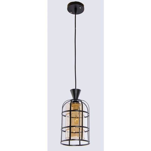Druciana lampa wisząca VEN W-5007/1 BK industrialna czarny miodowy