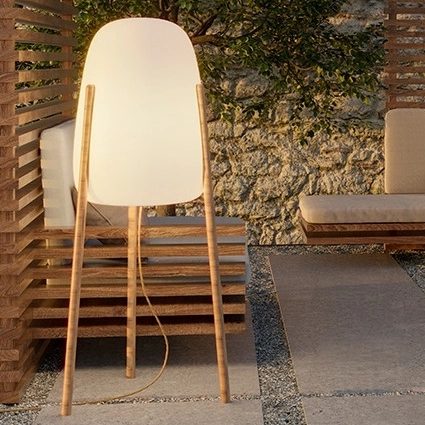 Lampa do ogrodu Rocket LUMRCK145INOUTNW drewno biała