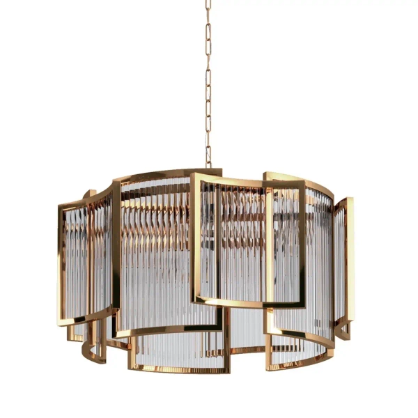 Designerska lampa wisząca Imperio SMP0098 gold Step kryształ hampton złota