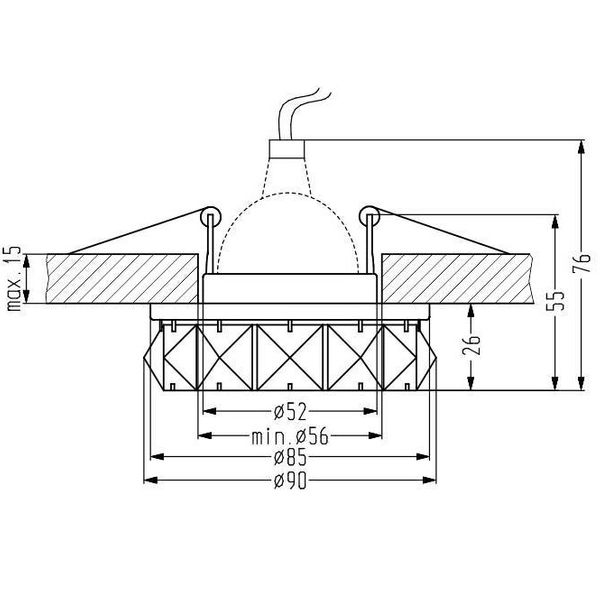 Glamour lampa sufitowa SK wpust crystal do salonu chrom
