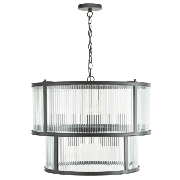 Loftowa wisząca lampa Bianka BIA0622 do salonu żebrowana czarna