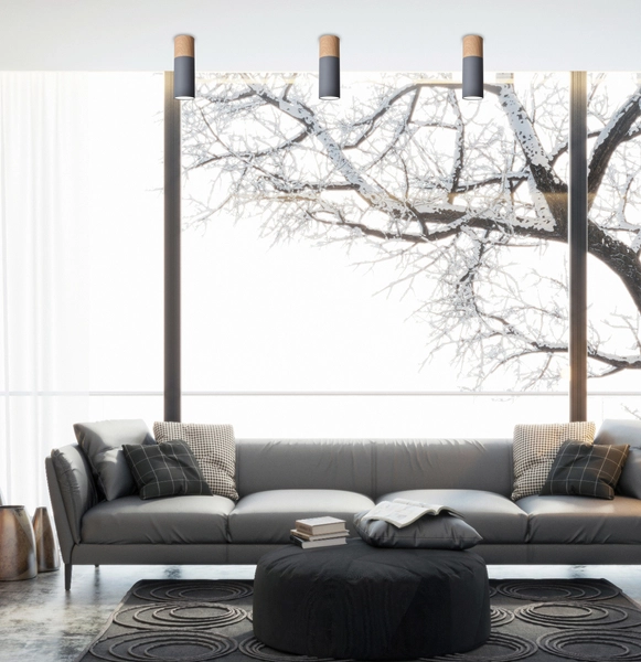 Plafon lampa skandynawska 2284286 metalowa okrągła sufitowa tuba szara