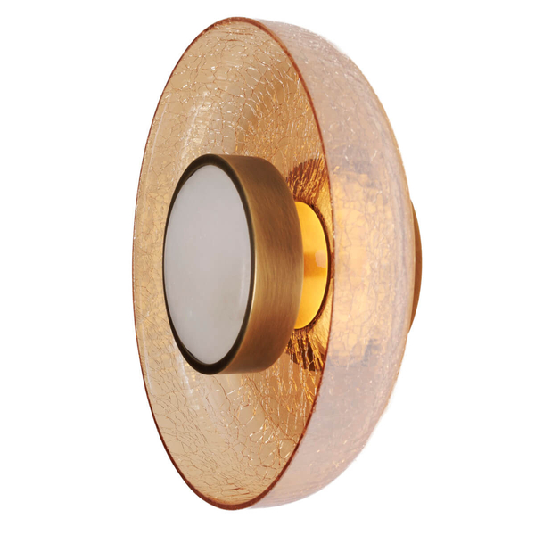 Okrągła lampa ścienna Signature W0352 LED 9W 3000K szklana mosiądz