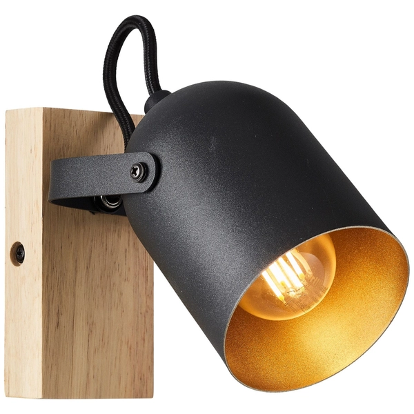 Regulowana lampa ścienna Tronte 99795/86 drewniana czarna złota