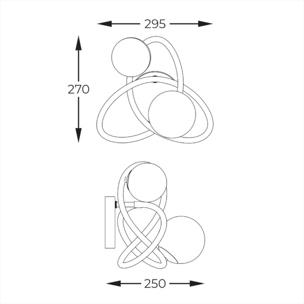 Kulista lampa ścienna Nisyro MB4922-2-EBGN Zumaline okrągła biała czarna
