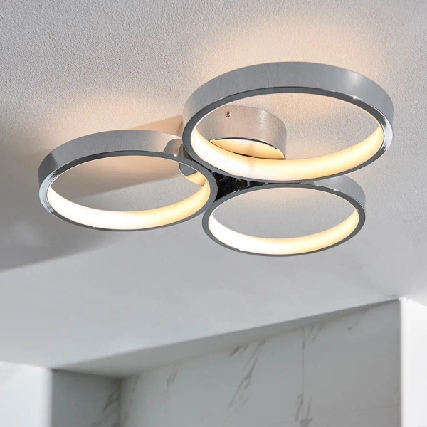 Sufitowa lampa do salonu Radius 96473 LED 30W 3000K ringi chrom biały