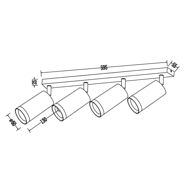 Nowoczesna lampa natynkowa Mica Spot ML2100 tubki czarny