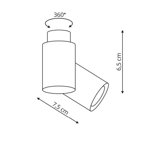 Sufitowa LAMPA plafon BOSTON LP-741/1W BK/WH Light Prestige regulowana OPRAWA tuby metalowe czarne białe
