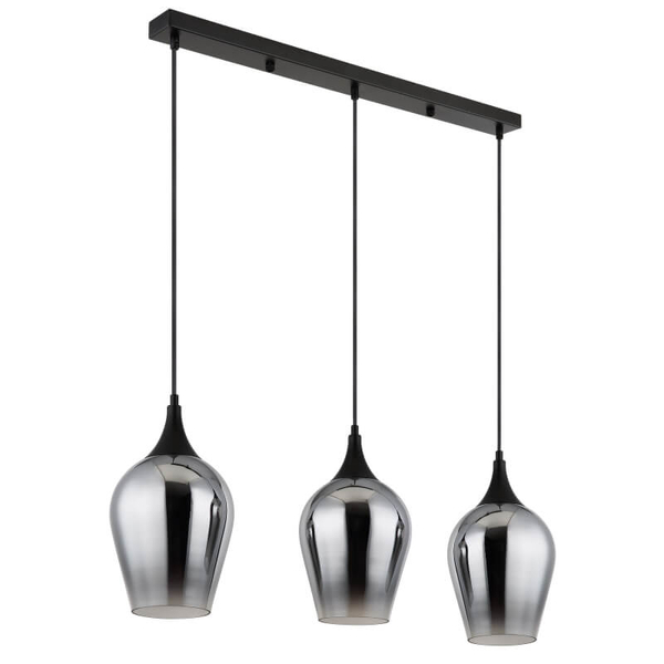 Potrójna lampa wisząca Ewald 155520-3HS szklana przydymiona czarny
