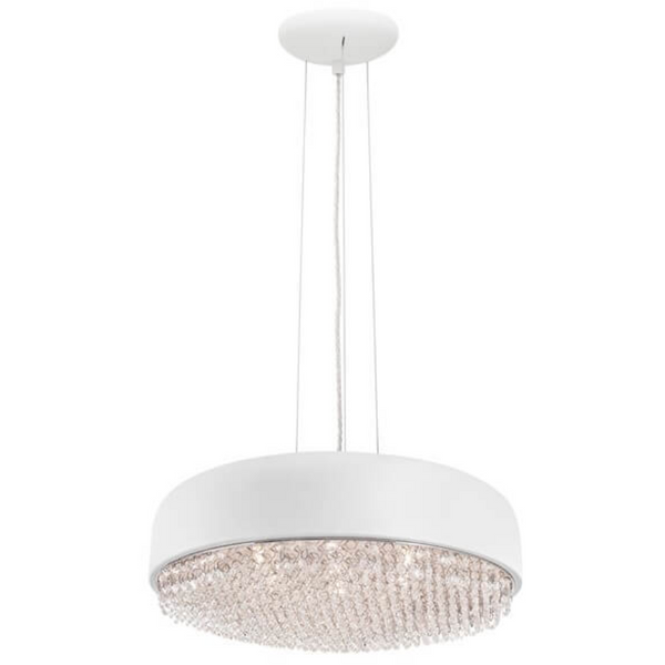 Okrągła lampa wisząca Cienaga do przedpokoju biała crystal